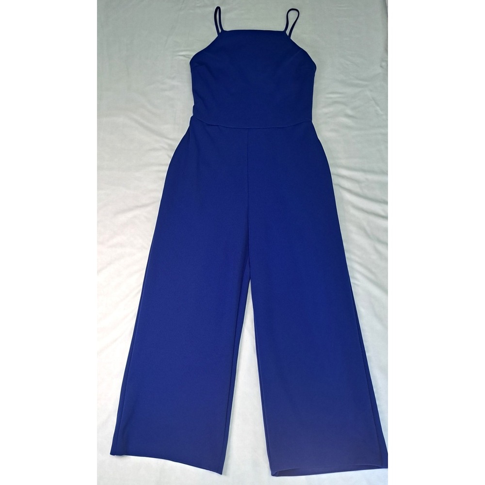 Crystal Sky M Cobalt Crepe WideLeg Jumpsuit Modern Sophisticated Minimalist Bold